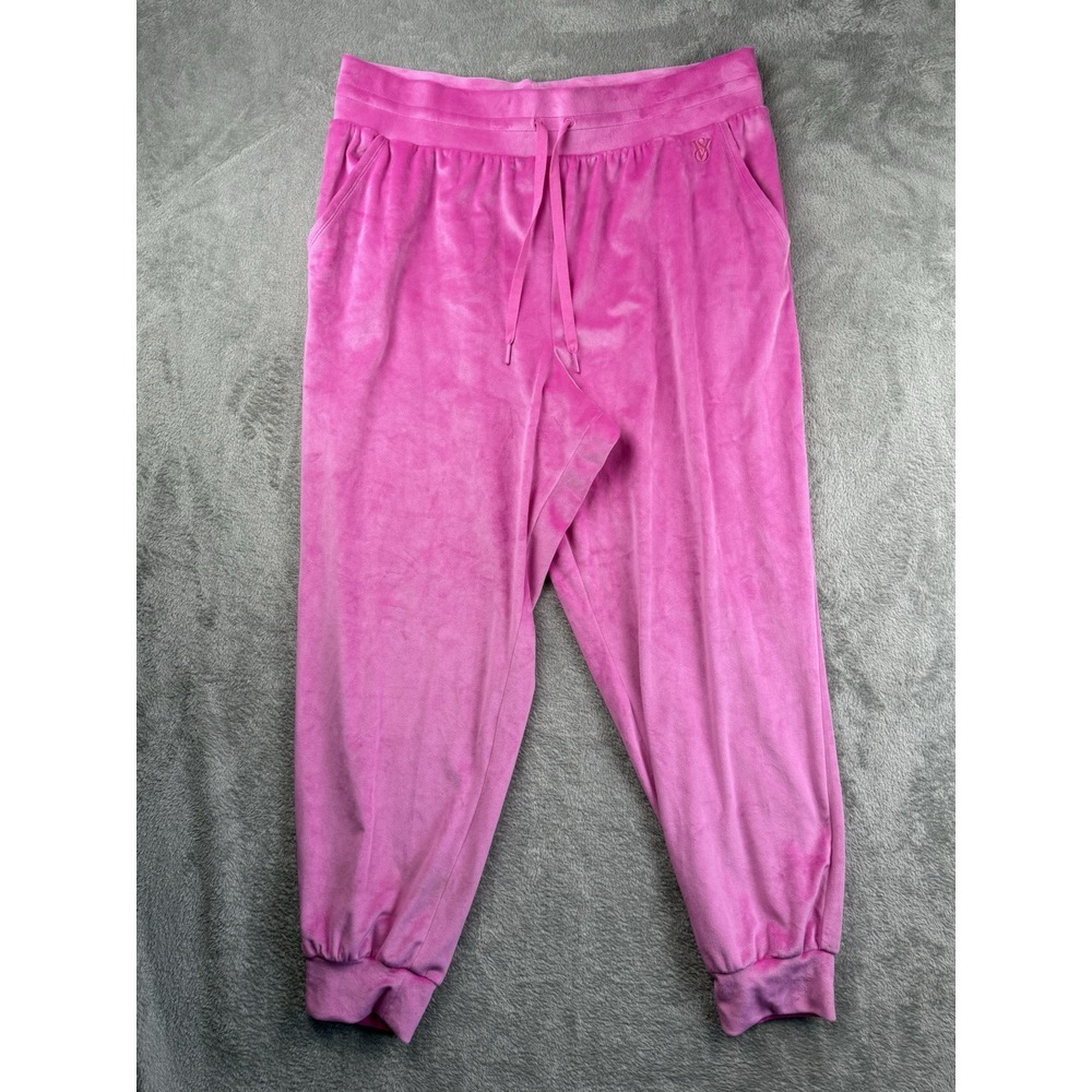 Victoria's Secret Velour Track Jogger Pants Womens XL Hot‎ Pink Lounge Comfy